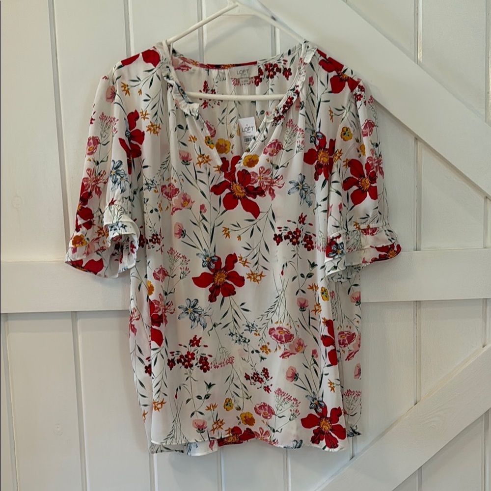 LOFT Multicolor Floral Blouse